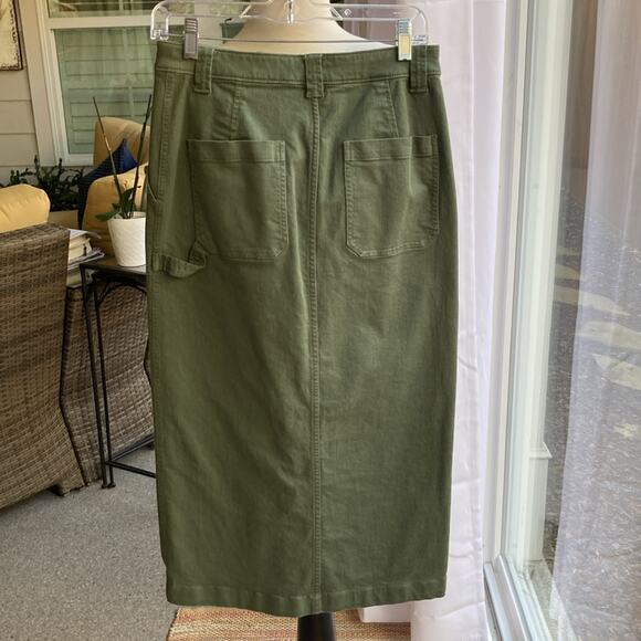 Loft Army Green Khaki Maxi Style Pencil Skirt Size 2 - Picture 2 of 8